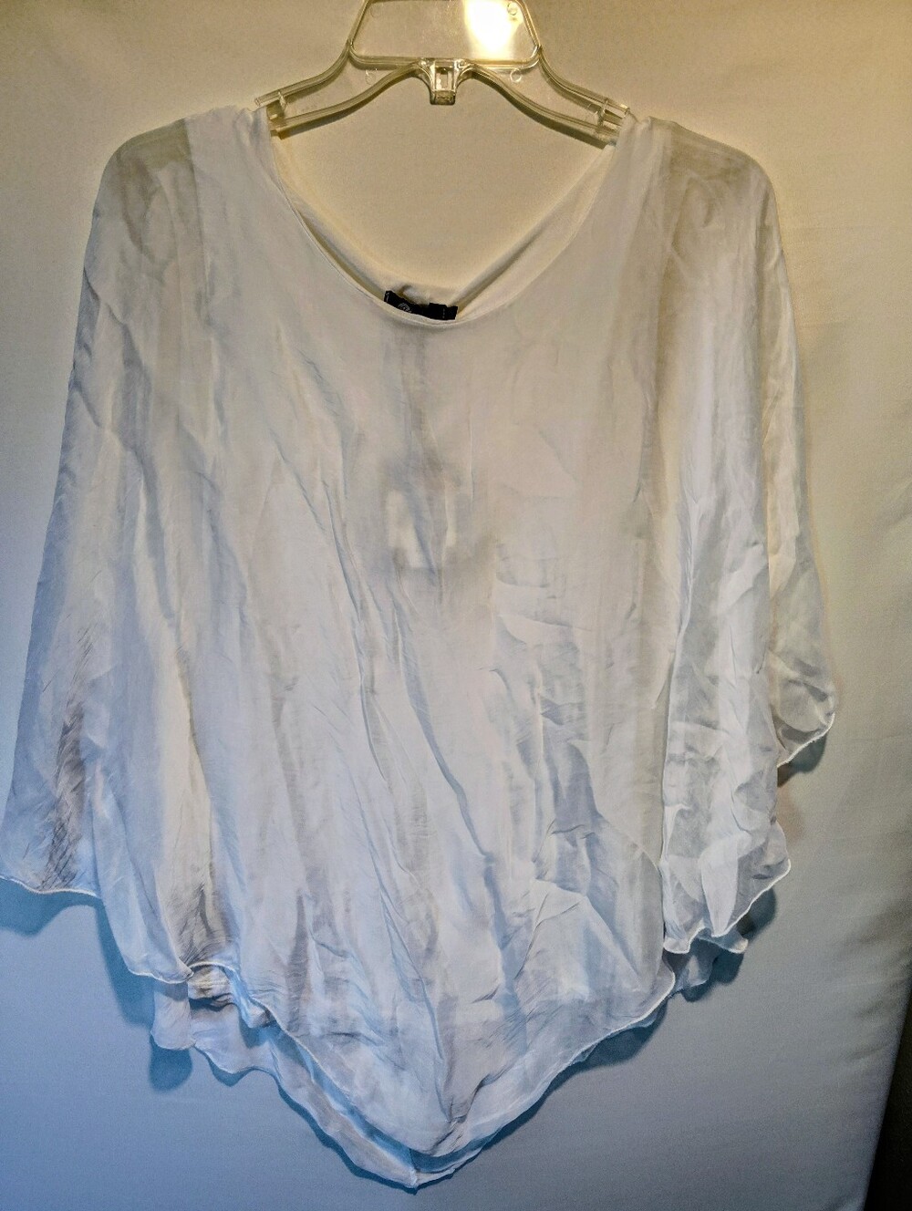 NWT Max Studio White V-Neck Flowing Tunic, Sz S